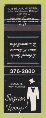 Matchbook Cover - Signor Terry Clothes Montreal QC WEAR