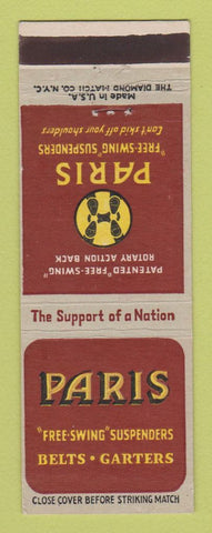 Matchbook Cover - Paris Belts Garters Clothes