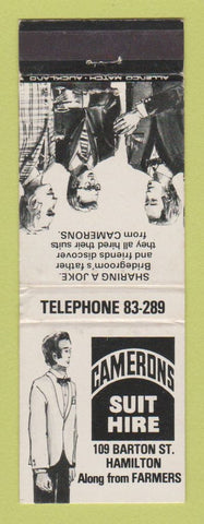 Matchbook Cover - Camerons Suit Hire Clothes Hamilton New Zealand WEAR