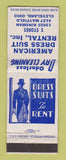 Matchbook Cover - American Dress Suit Rental Cleveland OH WEAR