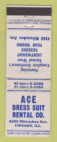 Matchbook Cover - Ace Dress Suit Rental Chicago IL WEAR