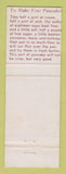 Matchbook Cover - The Hind Quarter Clothes Toronto ON