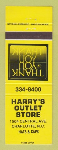 Matchbook Cover - Harry's Outlet Store Charlotte NC