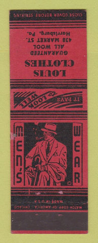 Matchbook Cover - Louis Clothes Men's Harrisburg PA RED