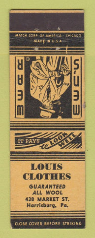 Matchbook Cover - Louis Clothes Men's Harrisburg PA YELLOW