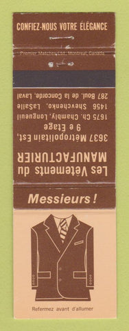 Matchbook Cover - Les Vetements Manufacturier Clothes LaSalle Laval Longueuil QC