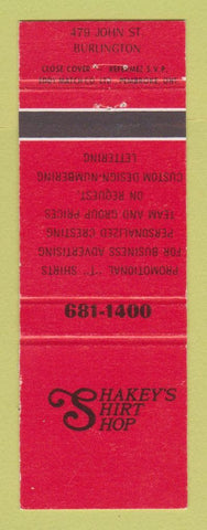 Matchbook Cover - Shakey's Shirt Shop clothes Burlington ON