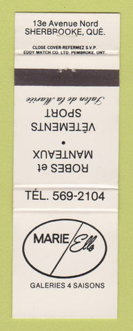 Matchbook Cover - Marie Elle Clothes Sherbrooke QC