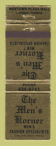 Matchbook Cover - The Men's Korner Clothes London ON WEAR