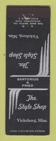 Matchbook Cover - The Style Shop Clothes Vicksburg MS