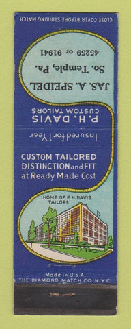 Matchbook Cover - PH Davis Tailors Clothes Jas Speidel South Temple PA