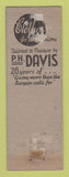 Matchbook Cover - PH Davis Tailors Clothes Jas Speidel South Temple PA