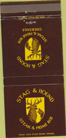 Matchbook Cover - Stag Hound Steak Madison WI 30 Strike