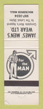 Matchbook Cover - James' Men's Clothes Mackenzie BC WEAR