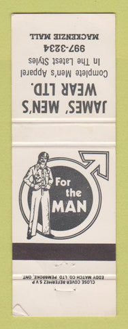 Matchbook Cover - James' Men's Clothes Mackenzie BC WEAR
