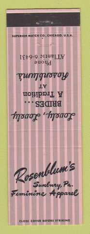 Matchbook Cover - Rosenblum's Bridal Clothes Women's Sunbury PA