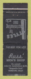 Matchbook Cover - Russ' Men's Clothes Burbank CA WEAR