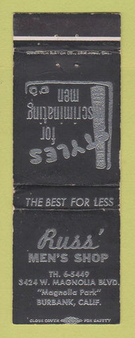 Matchbook Cover - Russ' Men's Clothes Burbank CA WEAR