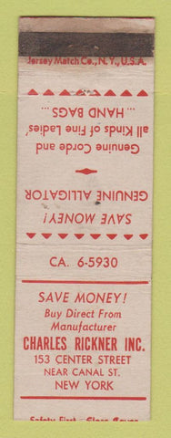 Matchbook Cover - Charles Rickner Hand Bags Purses New York City WORN