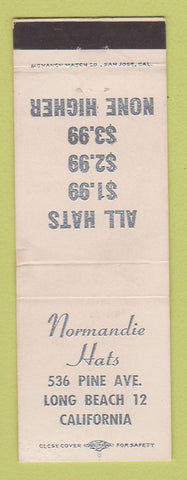 Matchbook Cover - Normandie Hats Long Beach CA