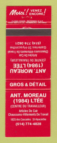 Matchbook Cover - Ant Moreau Clothes St Hyacinthe QC