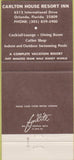 Matchbook Cover - Carlton House Orlando FL 30 Strike