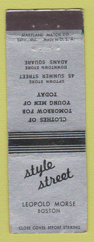 Matchbook Cover - Style Street Men's Clothes Boston MA WEAR