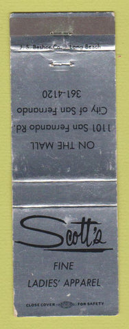 Matchbook Cover - Scott's Women's Clothes San Fernando CA WEAR