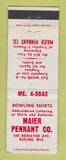 Matchbook Cover - Maier Pennant Trophies Racine WI bowling shirts