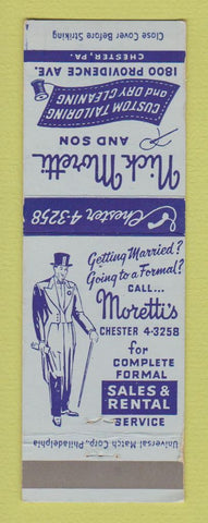 Matchbook Cover - Moretti's Men's Clothes Chester MA