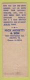 Matchbook Cover - Moretti's Men's Clothes Chester MA