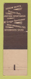 Matchbook Cover - V and V Men's Shops Clothes Cincinnati OH