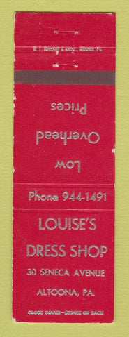 Matchbook Cover - Louise's Dress Shop Altoona PA WEAR