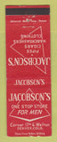 Matchbook Cover - Jacobson's Men's Store Clothes Tobacco Denver Colorado