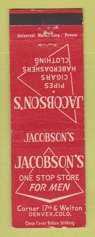 Matchbook Cover - Jacobson's Men's Store Clothes Tobacco Denver Colorado