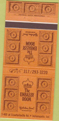 Matchbook Cover - The Embassy Room Holiday Inn Indianapolis 30 Strike
