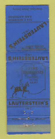Matchbook Cover - Lauterstein's Men's Clothes Uniforms San Antonio TX WORN