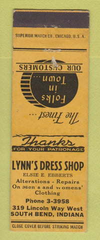 Matchbook Cover - Lynn's Dress Shop South Bend IN