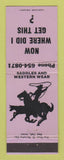 Matchbook Cover - Lazy F Saddle Shop Heber City UT PURPLE