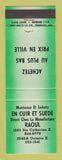 Matchbook Cover - En Cuir Et Suede Clothes Montreal QC GREEN