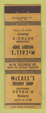 Matchbook Cover - McCall's Hosiery Shop York PA