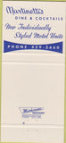Matchbook Cover - Martinetti's Restaurant Crystal Lake IL 30 Strike