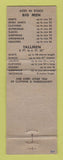 Matchbook Cover - Big and Tall Men's Clothes He Man Shop Newark NJ