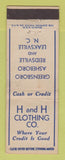 Matchbook Cover - H and H Clothing Greensboro Asheboro Reidsville Leaksville NC