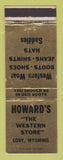 Matchbook Cover - Howard's Western Clothes Store Boots Cody WY