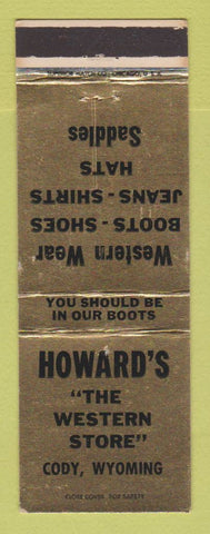Matchbook Cover - Howard's Western Clothes Store Boots Cody WY
