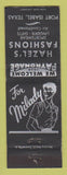 Matchbook Cover - Hazel's Fashions Clothes Port Isabel TX