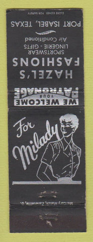 Matchbook Cover - Hazel's Fashions Clothes Port Isabel TX