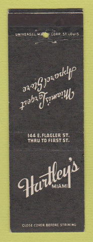 Matchbook Cover - Hartley's Clothing Store Miami FL
