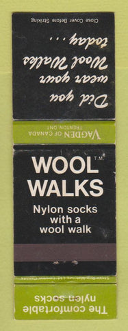 Matchbook Cover - Wool Walks Nylon Socks Trenton ON Vagden WEAR